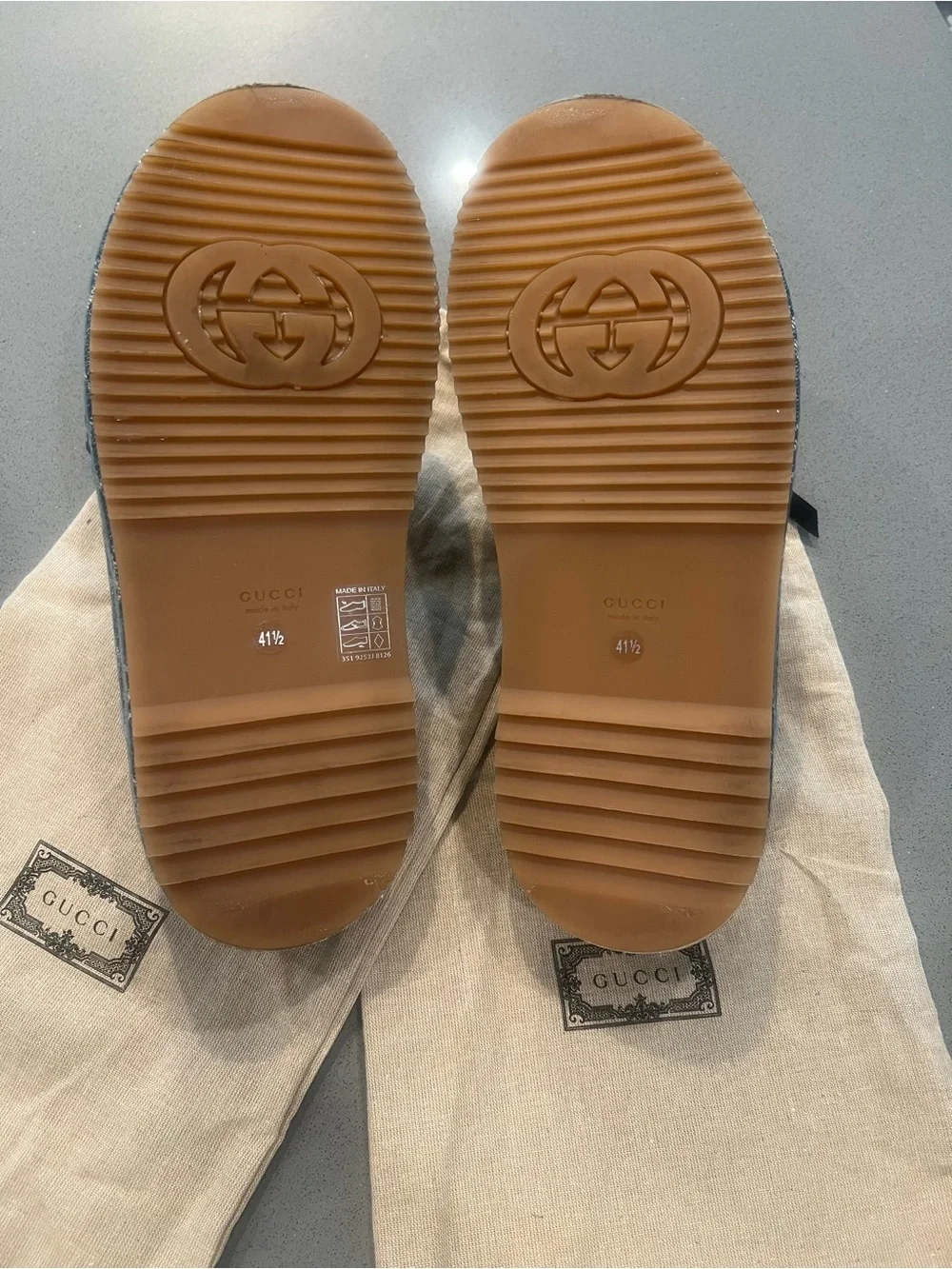 Gucci Blue GG Denim Crisscross Slide Sandals